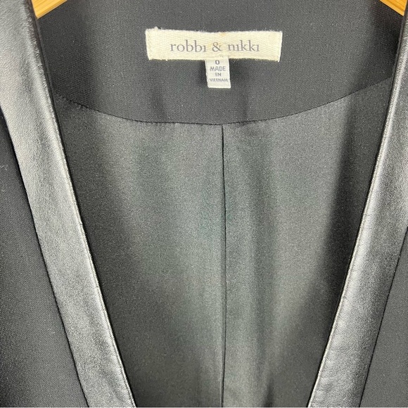 Robbi & Nikki Women's Black Blazer With Faux Leather Trim. - Picture 3 of 5